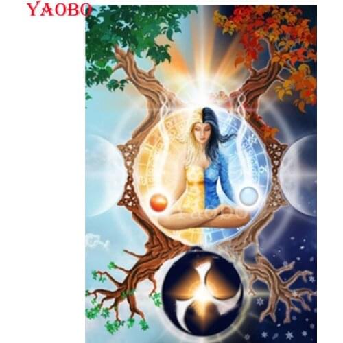 Diy Mosaic 5d Diamond Painting Yin and yang beauty tree scenery Cross Stitch Rhinestone Embroidery Full Diamond Mosaic 5d Puzzle