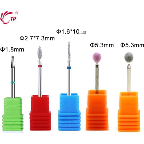5ps set Carbide Nail Drill Bit Rotate Burr Cuticle Clean For Electric Machine Manicure Pedicure Tip Diamond Stone Naill File