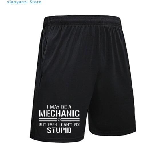 New Mechanic Fix Everything Birthday Gift Fathers Day Funny sports Men shorts Casual College Printed running short pants top-23