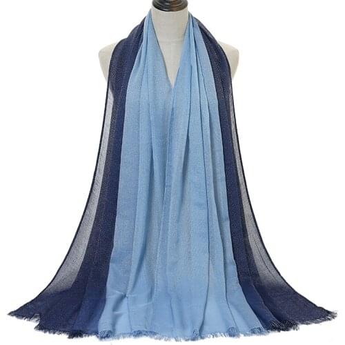 2020 New Arrival Gradient Glitter Cotton Hijabs Shawls Large Size Muslim Head Wraps Fashion Scarves Mufflers Turbans 10PCS/Lot