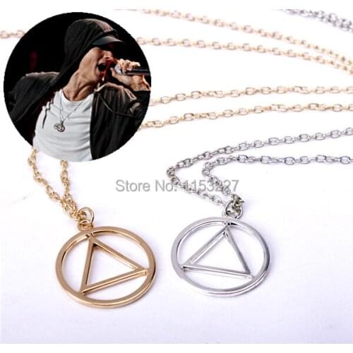 New Arrival Hot Sale Hip hop High-quality Circular Triangle Eminem Necklace for Men