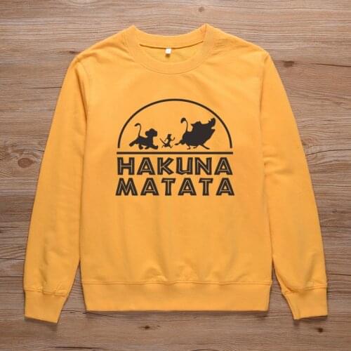 ONSEME Hakuna Matata Sweatshirts Unisex Cute Lion King Simba Graphic Crewneck Pullovers Women Outfit Tracksuit Tops Hoodie