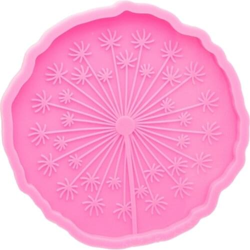 Super Shiny Cup Mat Epoxy Resin Mold DIY Crafts Decorations Making Tools Dandelion Coaster Tray Casting Silicone Mould