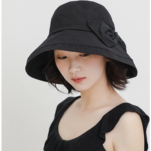 XdanqinX 2020 Summer New Bow Decoration Womens Cap Multicolor UV Protection Sun Hat Elegant Ladies Sun Hats Foldable Beach Hat