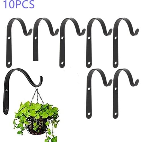 Black Iron Wall Light Hook Bracket Wind Chimes Garden Hanging Basket Planter Lantern Flower Pot Home Decoration
