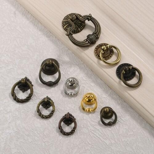 2PCS Annulus Handles Zinc alloy Antique Ring Pulls for Cabinet Dresser Wardrobe Drawer Furniture Decorative Hardware Accessories