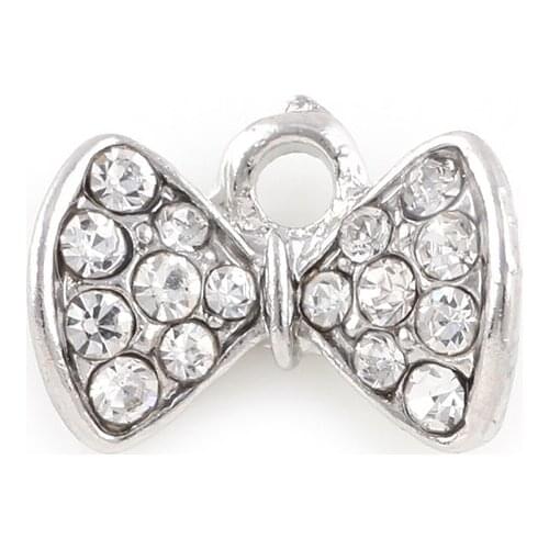 20PCS Rhinestone Bracelet Handmade Accessories Alloy Metal Bowknot Charms Pendant 10*14mm