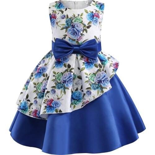 2018 Summer Baby Girls Dress Kids Silk printed Princess Party Dresses Children Dresses For Girls Wedding Dress Children Clothing
