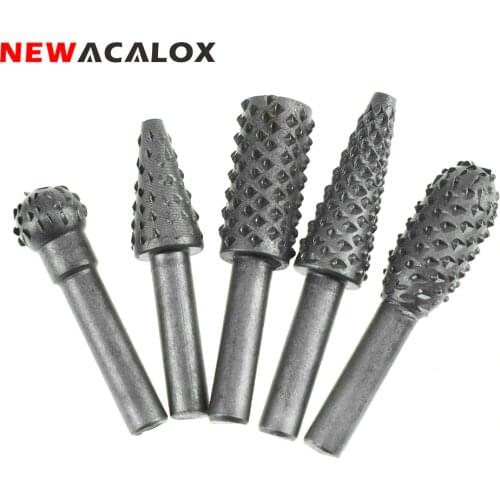 NEWACALOX 5PC 6mm Woodworking Tools Wood Drills Bits Wood Carving Tools Drill Bit Set Micro Cutter Tool Rotary Burr For Dremel