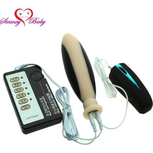 1set Anal electro Plug Electric Shock Host and Cable electro shock sex toys Anal Plug Vibrator sex toys for TENS adult game