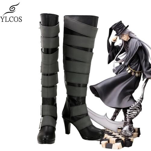 Anime Black Butler Kuroshitsuji Undertaker High Boots Cosplay Halloween Party Shoes Custom Made