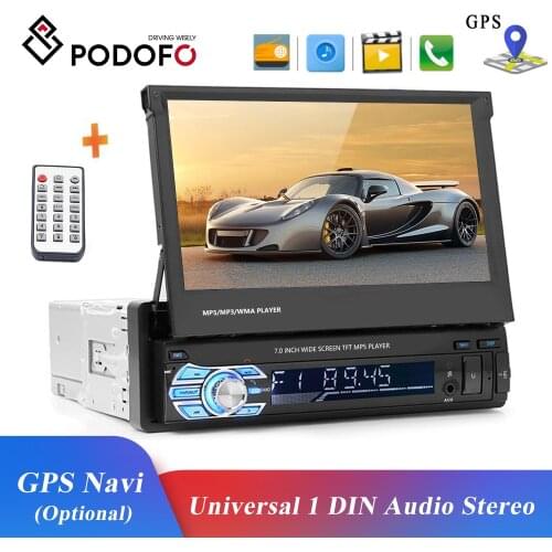 Podofo Car Multimedia Video MP5 Player 7" Inch Touch Screen USB SD AUX FM Radio In-Dash Universal 1 DIN Audio Stereo Mirror Link