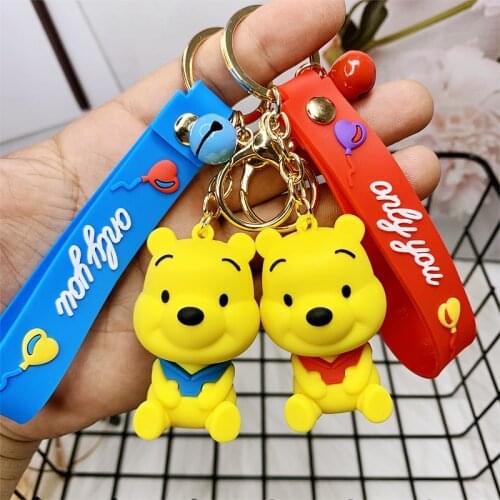 Disney Winnie Pooh Keychains For Woman Bag Car Pendant Cute Cartoon Lovers Style Anima lKey Chains Lovers Gifts
