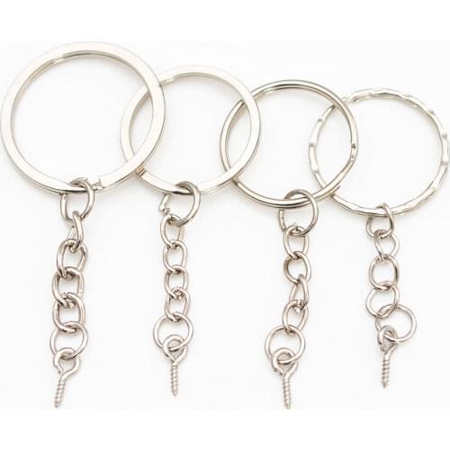 20/100PCS nickel Key Chains DIY 25mm Keyrings Keychain 30mm key ring accessories material Support custom