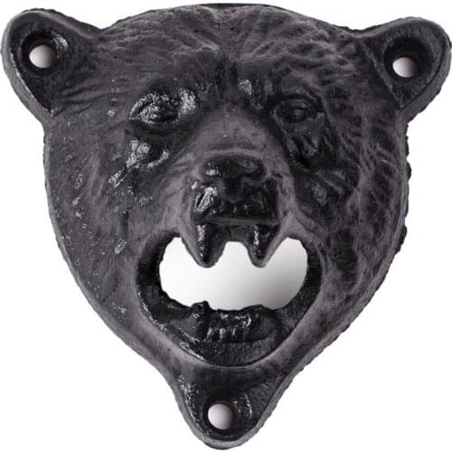 20pcs/lot Black Cast Iron Beer Opener Wall Mounted Beer Opener Durable Cute Bear Design Opener For Home Free Shipping