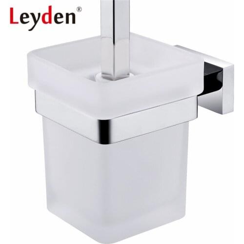 Leyden SUS 304 Stainless Steel Toilet Brush Holder WC Brush Holder Wall Mounted Square Toilet Brush Holder Bathroom Accessories