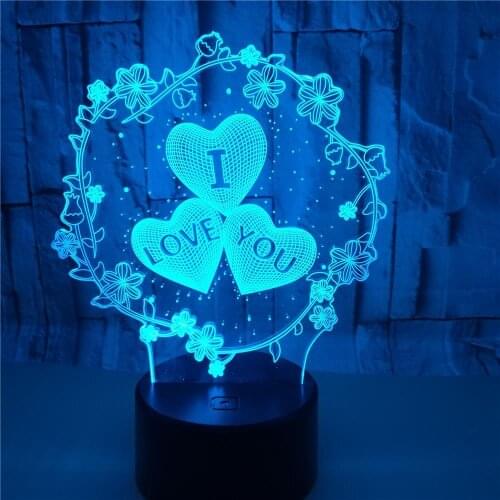 Childrens room decoration 3D night light Valentines Day 7 color change 3d Lamp Wedding Gift Colorful Touch Love 3d Led Light