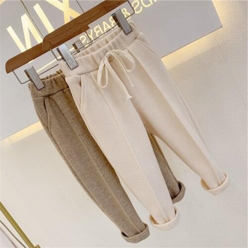 Childrens Knitted Stretch Casual Pants Spring And Autumn New Boys And Girls Solid Color Warm Trousers WTP01