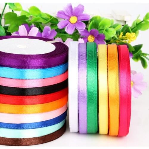 Length 7mm width Satin Ribbon for DIY Bow Craft Decor Wedding Party Decoration Gift Wrapping Scrapbooking Supplies 25 Yards