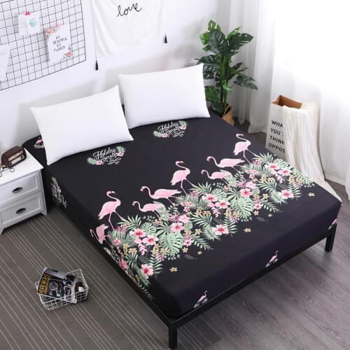 Dreamworld Flamingos Printing Bed Sheet Lovely Bear Fitted Sheet with Elastic for Child Polyester Brushed Mattress Protector