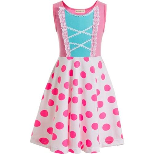 Toy Bo Peep Costume for Children Story 4 Bo Peep dresses for Kids Birthday party dresses princess Polka Dot Bo Peep Costume