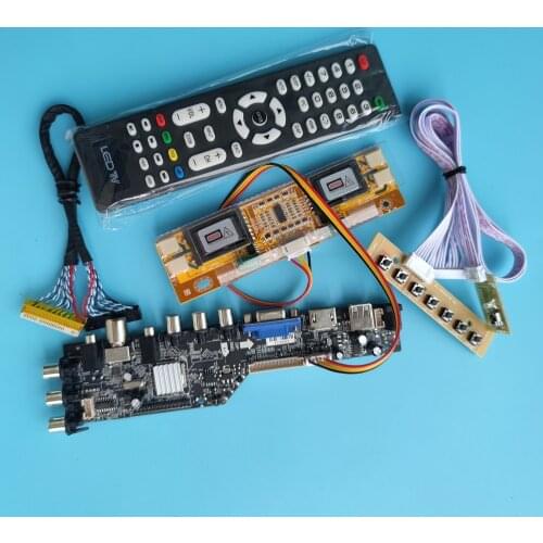 Kit For LTM190E4 1280x1024 USB VGA TV controller board driver LCD HDMI-compatible AV DVB-T DVB-T2 digital 4 CCFL panel remote