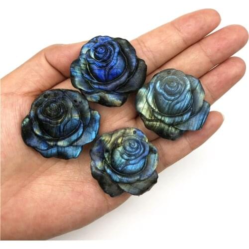 Beautiful Natural Blue Labradorite Rose Flower Hand Carved Crystal Flowers Healing Stones Decor Gifts Natural Quartz Crystals