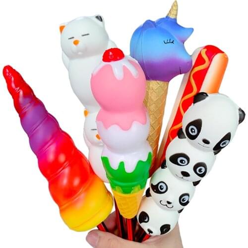 Creative Kawaii Cat Unicorn Pen Cap Squishy Slow Rising Pencil Holder Soft Squeeze Toy Stress Relief Xmas Gift Toy for Children