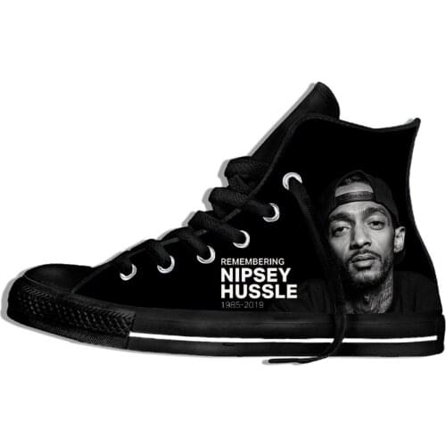 Nipsey Hussle Hiphop Rapper Novelty Design Fashion Lightweight High Top Canvas Shoes Men Women Casual Breathable Sneakers