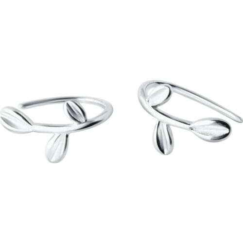 1pair SMALL Authentic 925 Sterling silver White/Gold Cilp Earrings for Women Girls Leaf Cuff Earrings FINE jEWELRY TLE1185