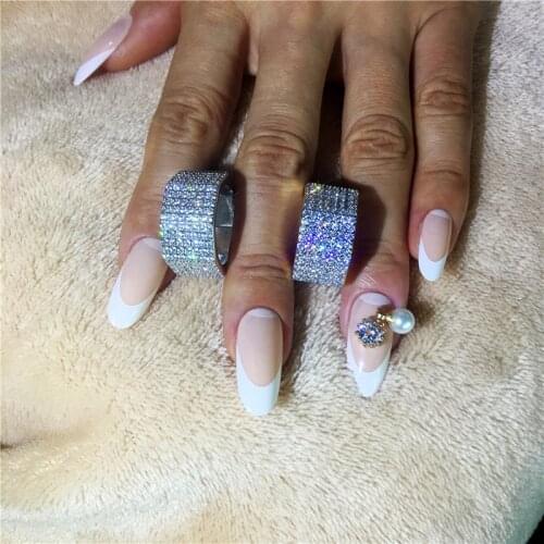 Vecalon Fashion Hiphop Ring 925 sterling silver Pave 252pcs AAAAA Cz Promise Engagement Wedding rings for women men Jewelry