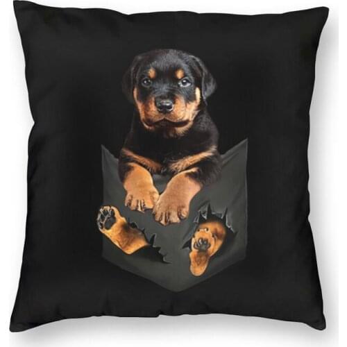 Soft Rottweiler Throw Pillow Case Home Decorative Custom Pocket Dog Rott Lover Cushion Cover 45x45 Pillowcover For Living Room