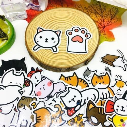 40 PCS Cartoon Stay cute cat Sticker Anime Icon Stickers Gifts for Children to Laptop Suitcase Guitar Fridge Bicycle Car toy