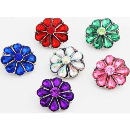 Wholesale 047 3D 18mm 20mm rhinestone metal snap button for Bracelet Necklace Jewelry For Women Fashion accessorie