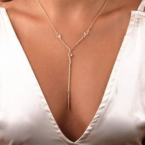 New fashion jewelry crystal Y design lariat necklace gift simple light weight comfortable necklace for women girl
