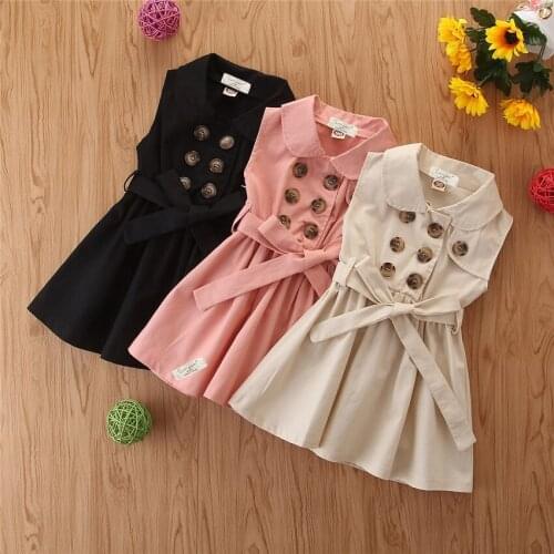 Baby Girl Sleeveless Belt Dress Spring Autumn Summer Girls Kids Casual Elegant Dresses Children Vestido Clothes
