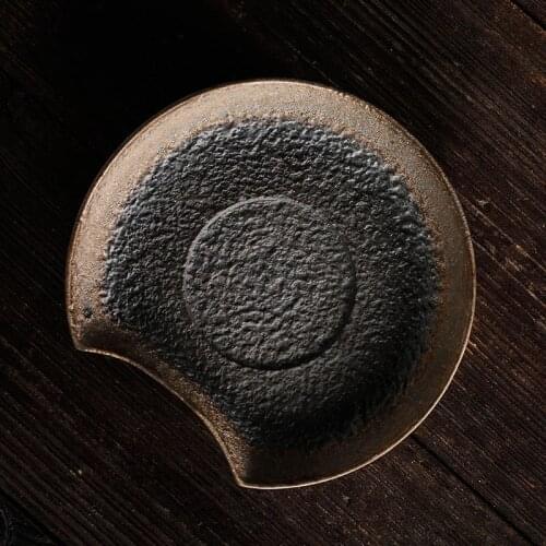 Japanese-style stoneware pot holder, residual moon pot holder, handmade retro pot holder pot mat