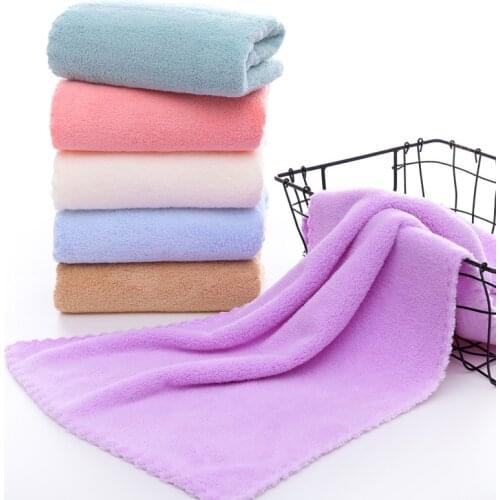 35x75cm Multicolor Towel Solid Color Microfiber Absorbent Face Towel Thicker Quick Dry Bathroom Home Towels For Cleaning Kitchen