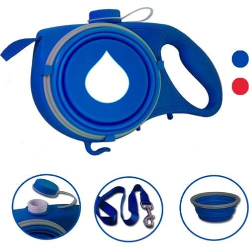 Dog Leash Dog Foldable Bowl Puppy Water Bottle Outdoor WalkingTraining Nylon Rope for Small Large Dogs Pet Accessories
