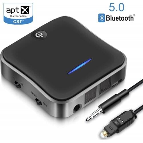 2 in 1 Bluetooth 5.0 Receiver / Transmitter Digital Optical TOSLINK and 3.5mm Wireless Audio Adapter for TV / Home Stereo System