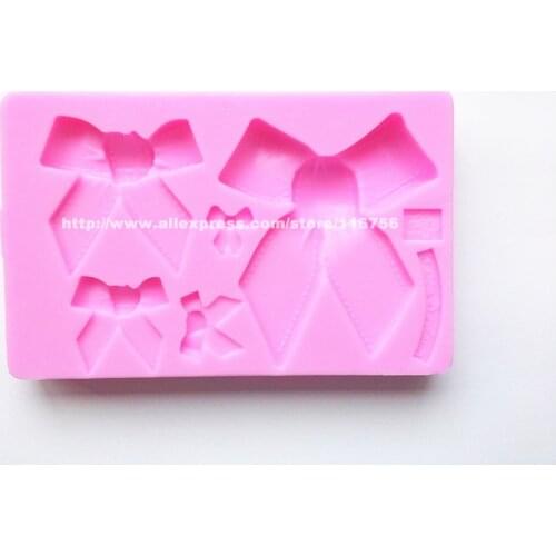 Free Shipping 6 Bowknots Shaped Silicone Mold Cake Decoration Fondant Cake 3D Food Grade Silicone Mould 043