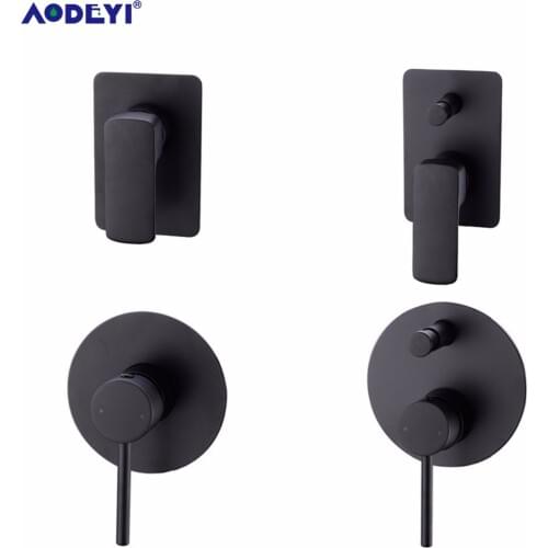 AODEYI Concealed Shower Mixer Valve, Brass Rough-In Body with Diverter Kit, 1 or 2 Way Shower Faucet System, Matte Black 11-099A