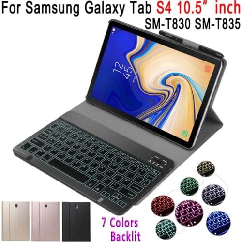 Slim Case For Samsung Galaxy Tab S4 10.5 Keyboard T830 T835 SM-T830 Bluetooth Keyboard Leather Cover Funda with Pencil Holder
