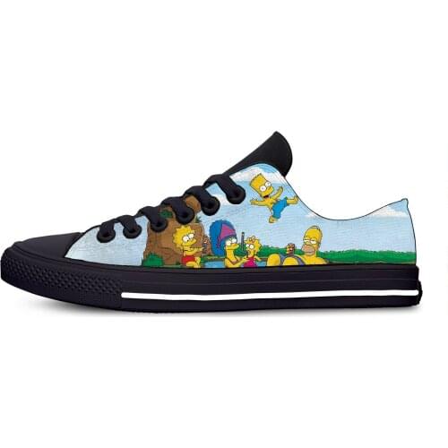Mens Casual Shoes Anime Cartoon Simp-son Hot Fashion Funny Humor Canvas Shoes Low Top Lightweight Breathable Men Women