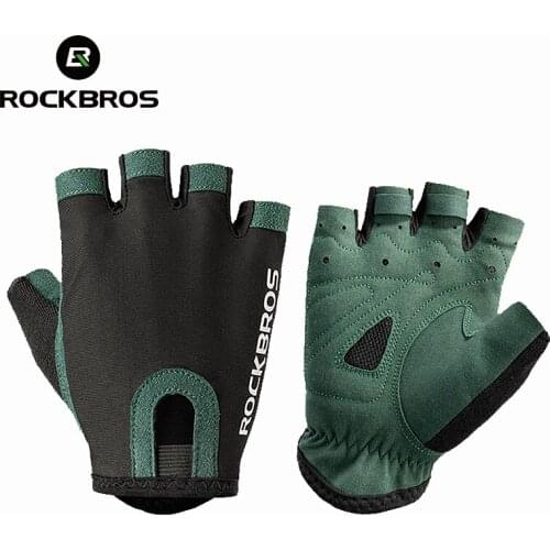 ROCKBROS Cycling Gloves Breathable Sweat-Wicking Net Bicycle Half Gloves Men Women High Stretch Fabric Sports Bike Gloves