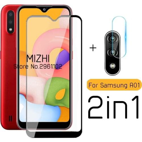 2 in 1 protective glass for samsung a01 camera screen protector for samsung galaxy a01 a 01 a015f sm-a015f/ds tremp glas film