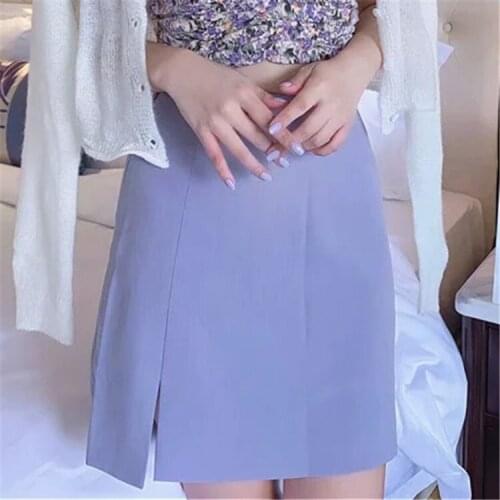 Women split mini skirt a line high waist skirts office lady