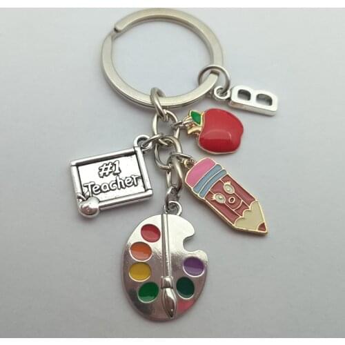A-Z letter handmade color palette pen holder keychain, teacher keychain, key ring, teachers day gift, handmade jewelry
