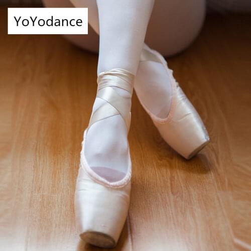 Womens Professional Satin Canvas Ballet Pointe Dance Shoes Ribbon Included Child Ballet Toe Practise Shoe