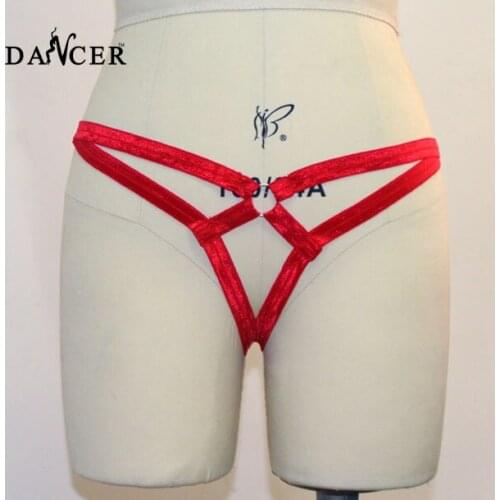 Womens punk body harness belt sexy red g-string cage panties harajuku bondage thong lingerie 90s sexy accessories L0002